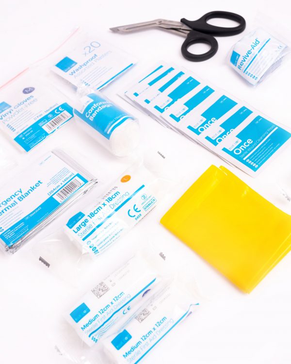 Car First Aid Kit contents angle
